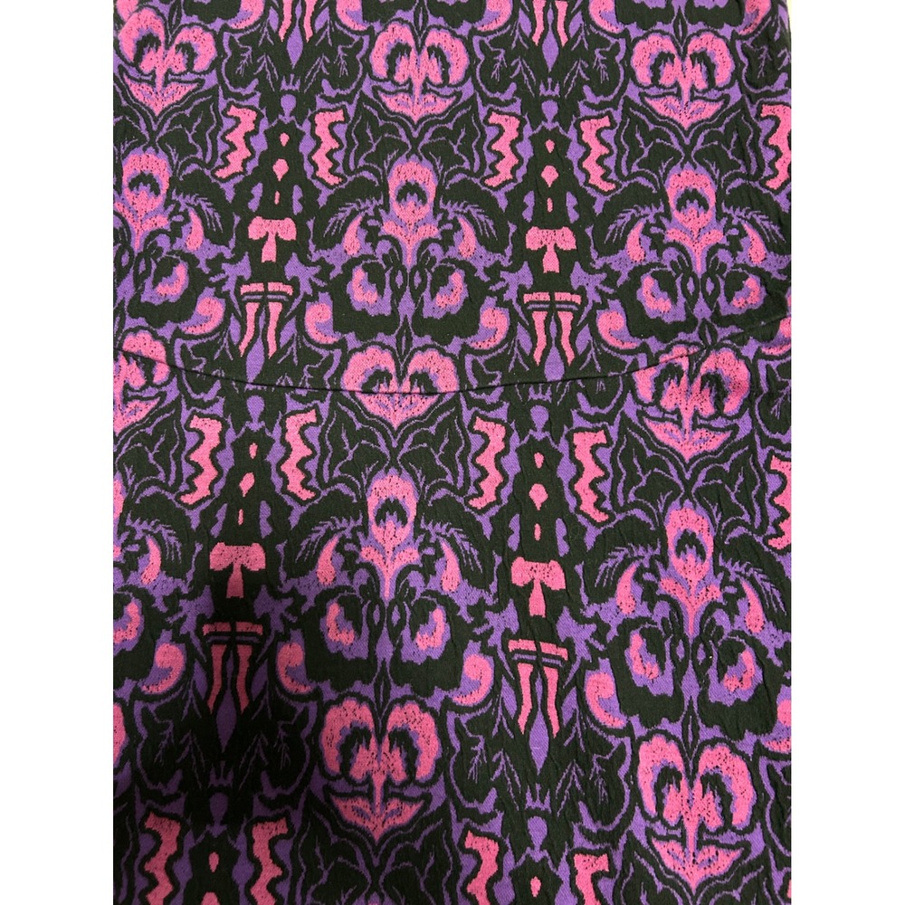 Free People Purple Pink Damask Ikat Mock Neck Drop Waist Tunic top mini dress XS - Picture 4 of 8